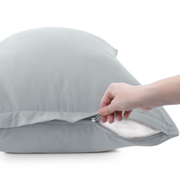 2 Pack Microfiber Pillowcases with Zipper Closure Light Grey Queen(20"x30") - Picture 5 of 6